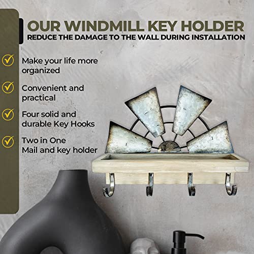 Rustic Farmhouse Windmill Key Holder